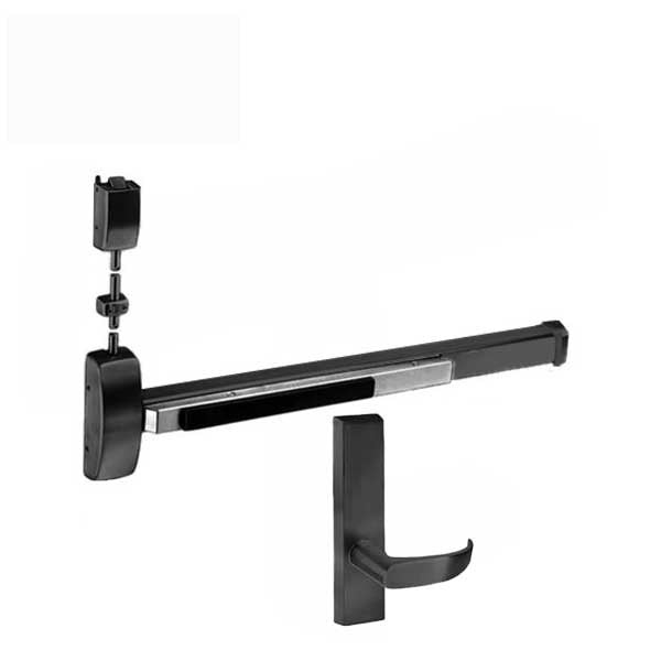 Sargent - 8715F - Surface Vertical Exit Rod - Top Latch - Passage - 36" x 84" - Black Suede - Fired Rated - Grade 1