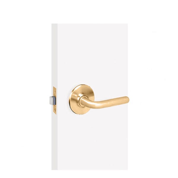 TownSteel - TLL - Tubular Lever Set - Curve Rose - Passage - 2-3/4" Backset - Polished Brass - Grade 2