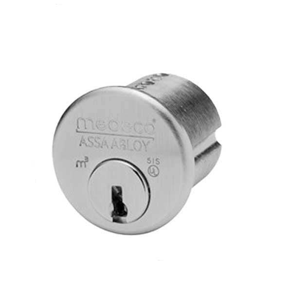 Medeco - 100200T - M3 Biaxial - 6-Pin - 1-1/8" Mortise Cylinder - Z01 Standard Yale Cam - DL Keyway Pinned - 26 - Satin Chrome - Grade 1