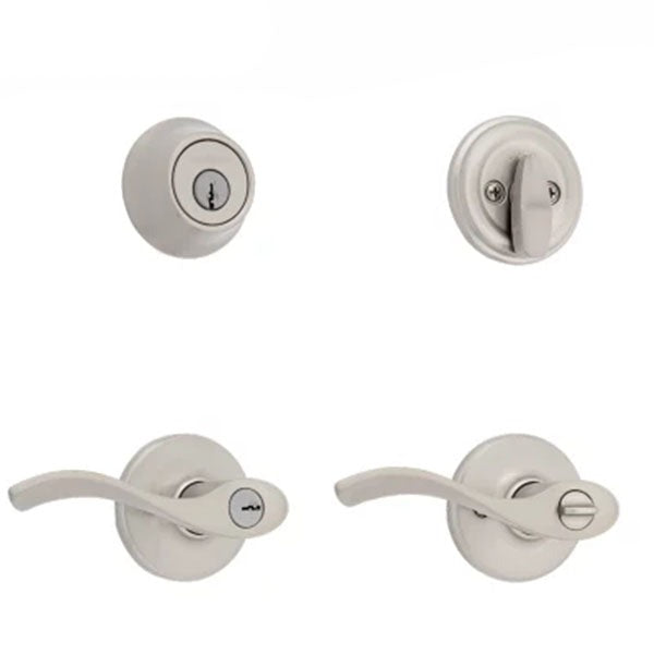 Kwikset - 690BL - Balboa Security Set - Deadbolt Keyed One Side - Round Rose - 15 - Satin Nickel - Keyed Entry - Grade 3