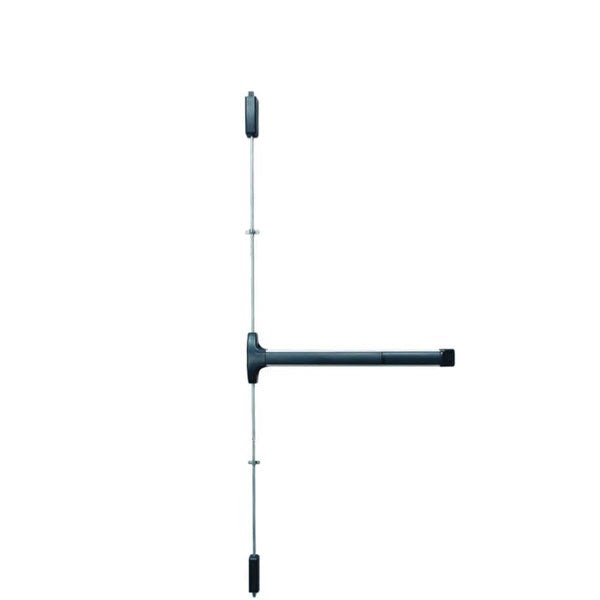 Detex - V50 - Surface Vertical Rod Exit Device - Hex Dogging - Wide Stile - 36" - Satin Aluminum - Black Trim - Grade 1