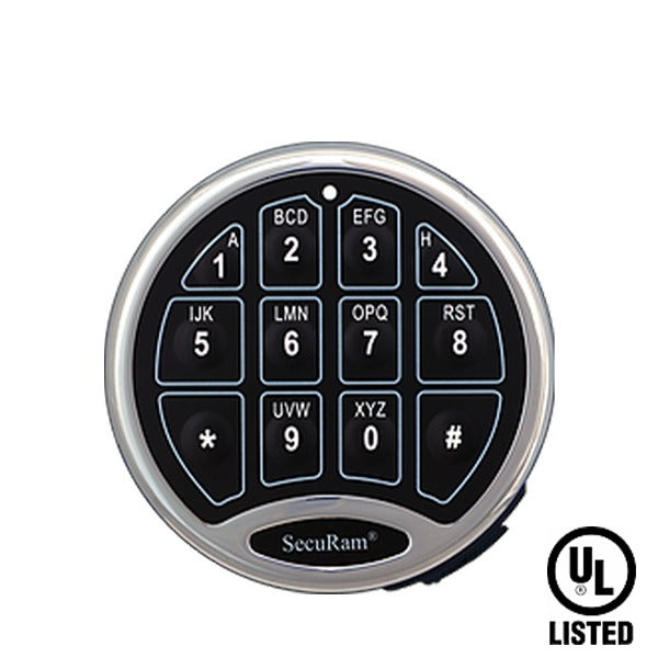 SECURAM - SafeLogic Basic Electronic Safe Keypad - Optional Lock Bodies - UL Listed - Satin Chrome