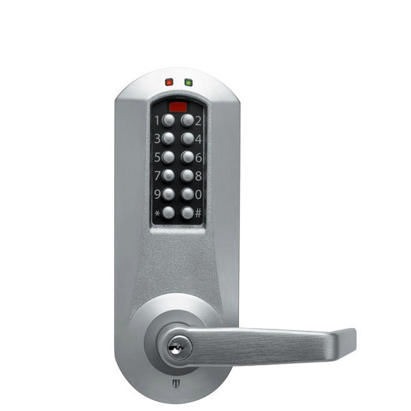 E-Plex - E5231XS - Electronic Pushbutton Cylindrical Lever Set - Schlage 'C' - Winston Lever Set - 23⁄4" Backset - Satin Chrome - Grade 1