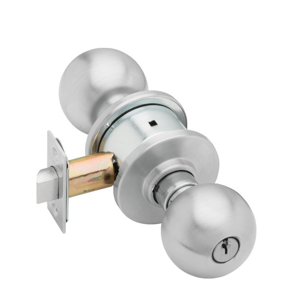 Schlage - A53PD - Cylindrical Lever Set - Entrance - Non-Handed - Satin Chrome - Orbit Knob - C Keyway - Grade 2