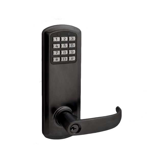 TownSteel - E-Genius 2000 - Interconnected Electronic Push Button Lock - Entry - 4" - On Center - Right Handed - Flat Black - Grade 1