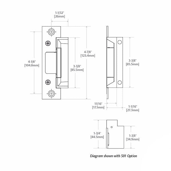 HES - 5000 - Complete Electric Strike with Optional Faceplate Kit - Fail Safe/Fail Secure - 12/24VDC - Up To 5/8" Throw Latchbolt - Satin Stainless Steel - Grade 1
