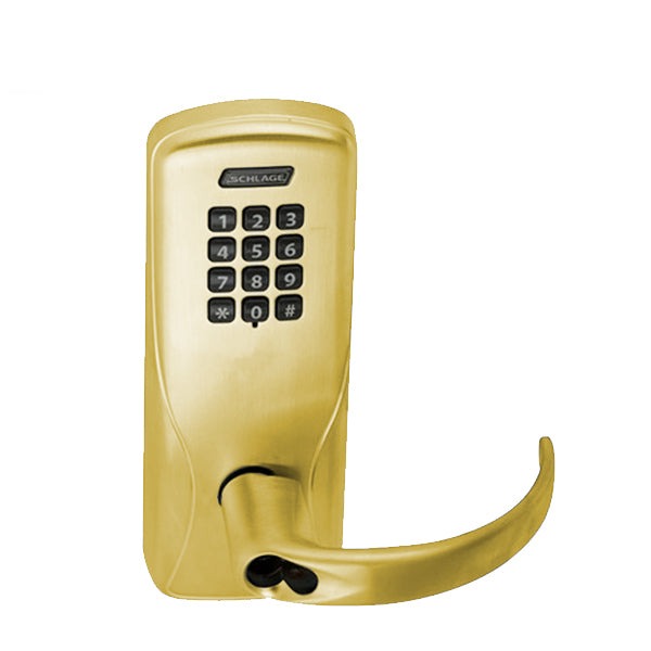 Schlage - CO-100 - Keypad Programmable Lock - SFIC Prep - Spartan Lever - Field Reversible - Classroom - Satin Brass - Grade 1