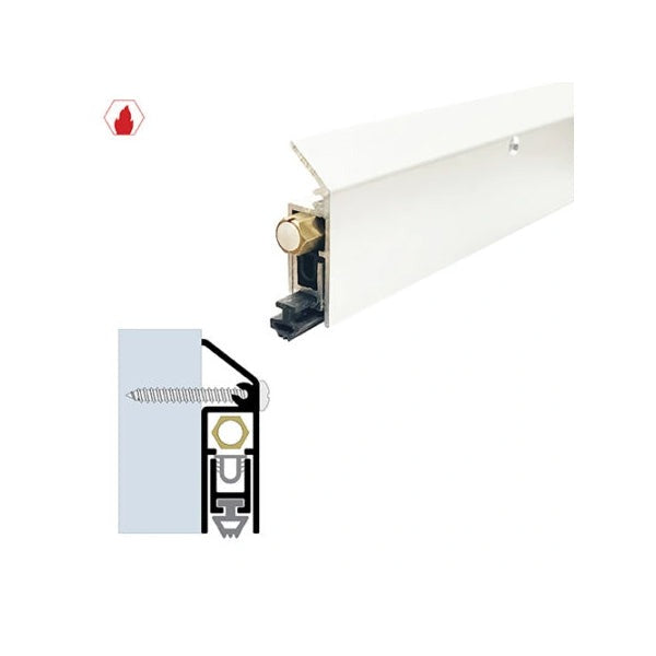 Legacy Manufacturing - 7123 - Surface Automatic Door Bottom - 19/32" x 2" - White Powder Coat - Optional Length