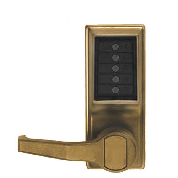 Simplex - LL1031 - Mechanical Pushbutton Cylindrical Lever Set - Passage - 23⁄4" Backset - Antique Brass - LH/LHR