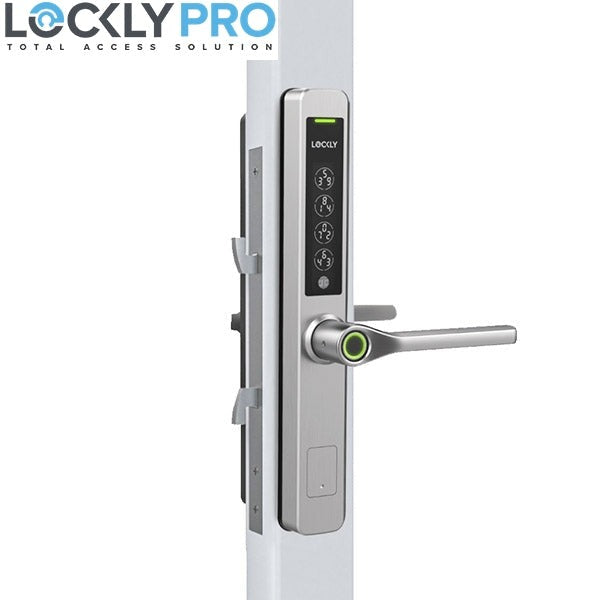 Lockly Pro - PGD228WSLSS - GUARD - Slide Edition - Narrow Stile - Athena Biometric Electronic Double Hook Mortise Lever Set - Backset 1-3/8" - RFID - Fingerprint Reader - Wi-Fi - Bluetooth - Stainless Steel