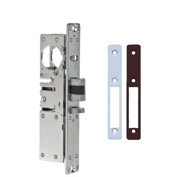 Ilco - 451 Deadlatch Mortise Lock Body - 1 1/8" Backset - RH - Flat Faceplates - Clear/Dark Bronze Faceplates