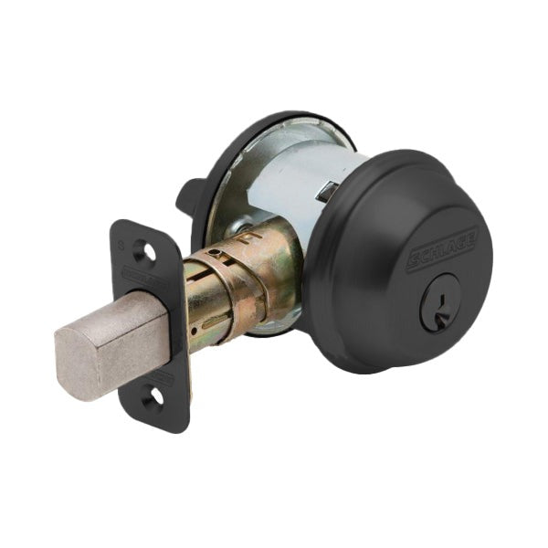 Schlage - B60 - Single Cylinder Deadbolt - Entrance - Flat Black Coated - Schlage "C" Keyway - Keyed Different - Grade 2