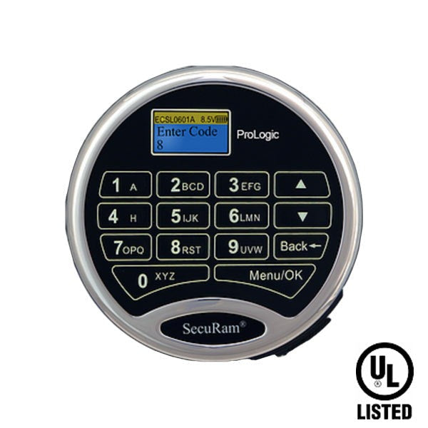 SECURAM - ProLogic L02 Electronic Safe Keypad - Optional Lock Bodies - UL Listed - Chrome
