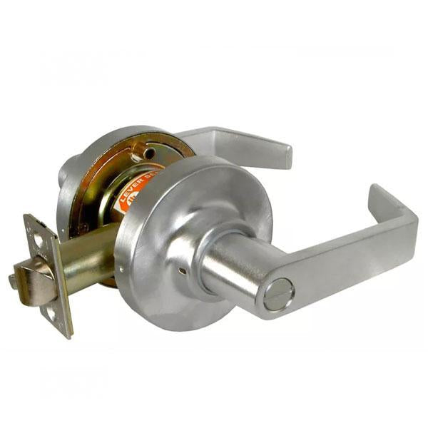 Marks USA - 195L - Privacy Lever Set - Offset Latch - Anti Microbial Finish - 2 3/4" Backset - 26D - Satin Chrome - Privacy - 2" Doors - Grade 1