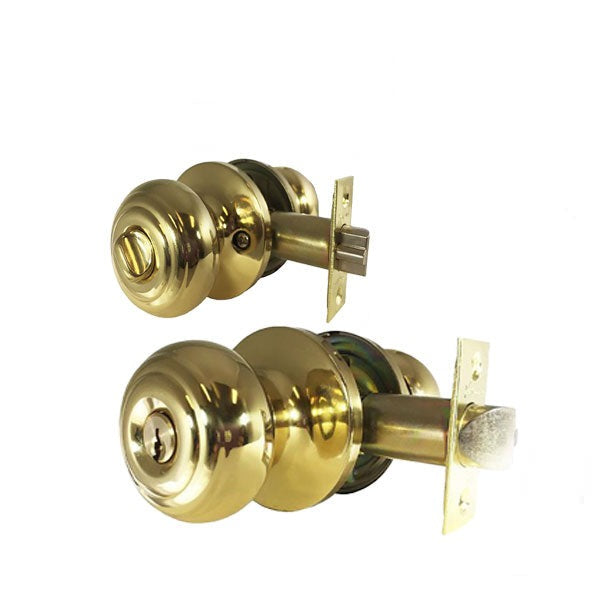 Premium Knob Set Lock- Entrance - PB - Polished Brass - Retail Packaging - SC1 - Grade 3