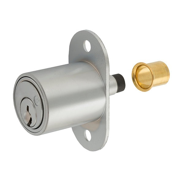 Olympus - 300SD - Sliding Door Plunger Lock - Satin Chrome - 7/8" Material Thickness - Optional Keying - Grade 1
