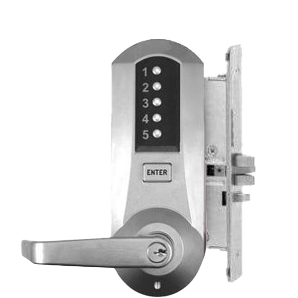 Simplex - 5066XS - Mechanical Pushbutton Mortise Lever Lock - Schlage C - KIL - Winston Lever - 23⁄4" Backset - Satin Chrome - Grade 1