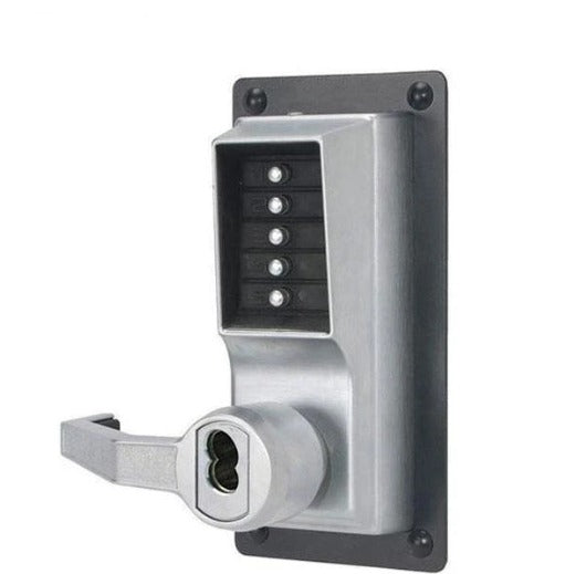 Simplex - LLP1020M - Mechanical Pushbutton Exit Trim Lever Lock - LFIC Medeco - 23⁄4" Tailpiece - Satin Chrome - LH/LHR