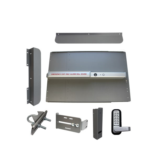 Lockey - ED65S - Edge Panic Shield Security Kit - With PB2500AL Alarmed Panic Bar - Silver