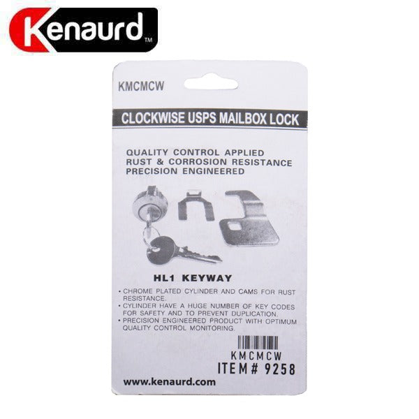 USPS Mailbox Lock - Clockwise - HL1 Keyway - Keyed Different - US14 Bright Nickel