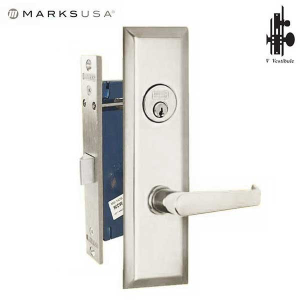 Marks USA - 9NY92DW/26D - New York Mortise Lever Lock - 1-1/16” x 7-5/8” - 26D - Satin Chrome - Vestibule - LH