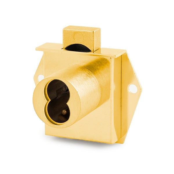 Olympus - 725M - IC Core Mortise Deadbolt Drawer Lock - BEST SFIC - 1-1/16" to Cylinder Length - Standard Length Bolt - Polished Brass - Optional Handing - Optional Key Retaining - Grade 1