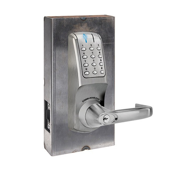 CodeLocks - CL5210 Gate Box Kit - Electronic Door Lock - Tubular Latchbolt Gate Box Kit - Double Sided - Brushed Steel - Fire Rated - Grade 2