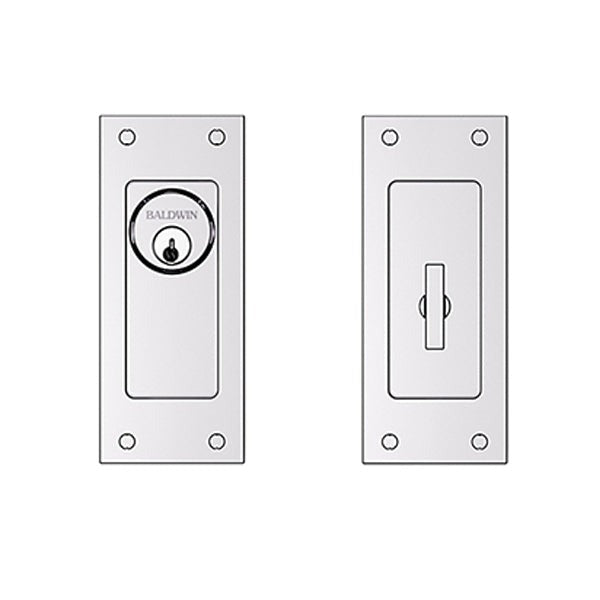 Baldwin Estate - PD006 - Small Santa Monica Pocket Door - Single Cylinder - Polished Chrome - Entrance - Grade 2