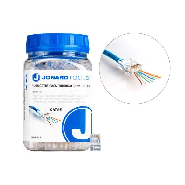 Jonard Tools - CAT5e RJ45 Pass-Through Connectors (Pack of 100)