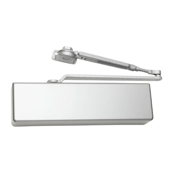 Falcon - SC71A-HWPA-AL - Grade 1 - Heavy Duty Surface Door Closer - Hold Open Arm - Push or Pull Side Tri Mount - Size 1 to 6 - Full Plastic Cover - Aluminum Painted Finish - Non-Handed