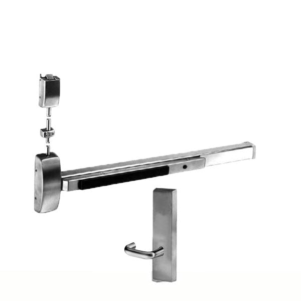 Sargent - 8715F - Surface Vertical Exit Rod - Top Latch - Passage - 36" x 84" - Optional Handing - Satin Stainless Steel - Fired Rated - Grade 1