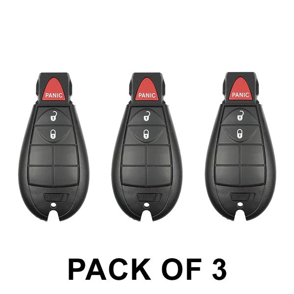3 x 2008-2016 Jeep Chrysler / 3-Button Fobik Key / PN: 56046733AE / IYZ-C01C / Keyless Go Fobik (AFTERMARKET) (Pack of 3)