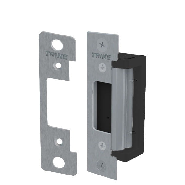 Trine - 4300CC - Electric Strike - 2 Faceplates - Satin Stainless Steel W/ Black Fascia - Grade 1