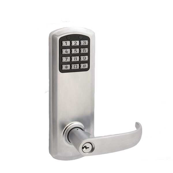 TownSteel - E-Genius 2000 - Interconnected Electronic Push Button Lock - Entry - 4" - On Center - Right Handed - Satin Chrome - Grade 1