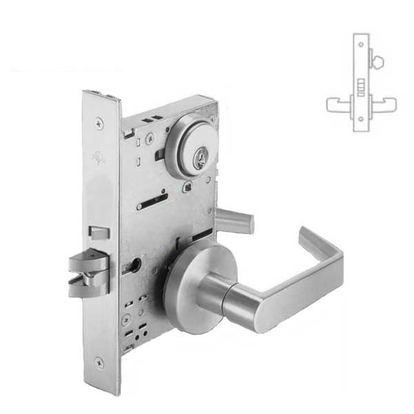 Extra Heavy Duty Mortise Door Lock - Classroom - Keyed Cylinder - Satin Chrome - Grade 1