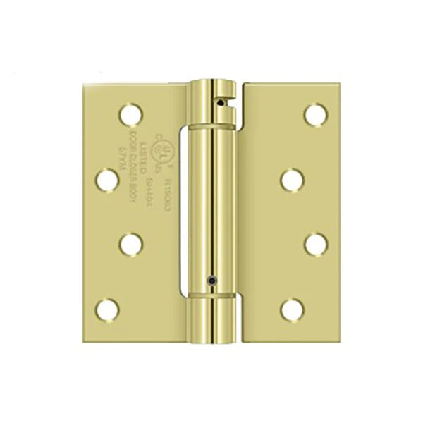 Deltana - 4" x 4" Spring Hinge - UL Listed - Bright Brass