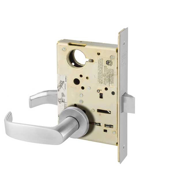 Sargent - 8215 - Mechanical Mortise Lock - LN Rose / L Lever - Passage - 26D - Satin Chrome Plated - Grade 1
