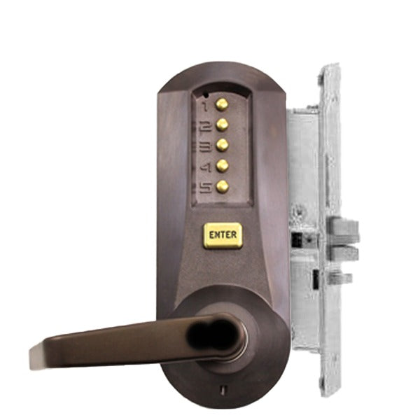 Simplex - 5066R - Mechanical Pushbutton Mortise Lever Lock - LFIC - Winston Lever - 23⁄4" Backset - Dark Bronze - Grade 1