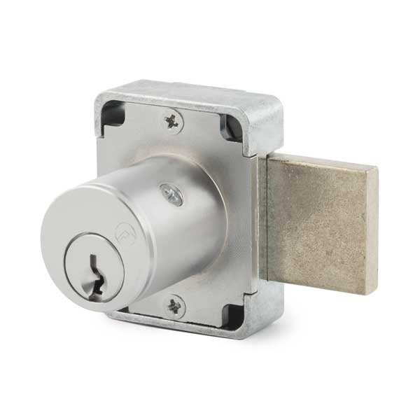 Olympus - 100B - Weather Resistant Cabinet Deadbolt Lock - Key Retaining - D4291 4-pin - 15/16" Cylinder - Standard Bolt - Satin Chrome - Optional Keying - Optional Handing - Grade 1