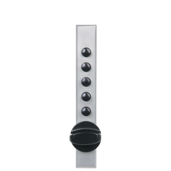 Simplex 9600 - Mechanical Pushbutton Deadbolt Cabinet Lock - End Throw With Cross Throw Parts - Sheet Metal - Clutch Ball Bearing Knob - Satin Chrome