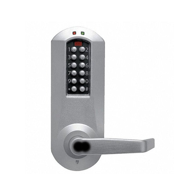 E-Plex - E5051S - Electronic Pushbutton Cylindrical Lever Set - Privacy - LFIC - 23⁄4" Backset - Satin Chrome - Grade 1