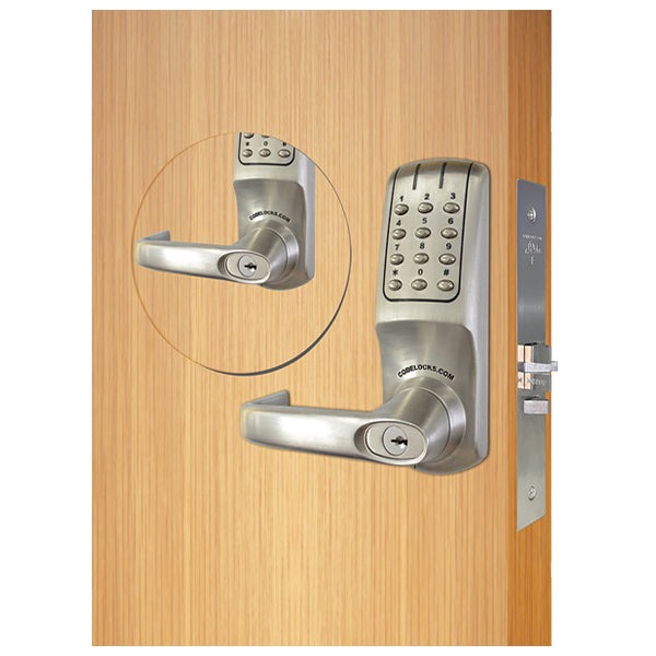 CodeLocks - CL5250 - Electronic Smart Lock - Heavy Duty - 2 3/4" Backset - Mortise Lock (86 Prep) - Double Sided - Brushed Steel - Fire Rated - Grade 2