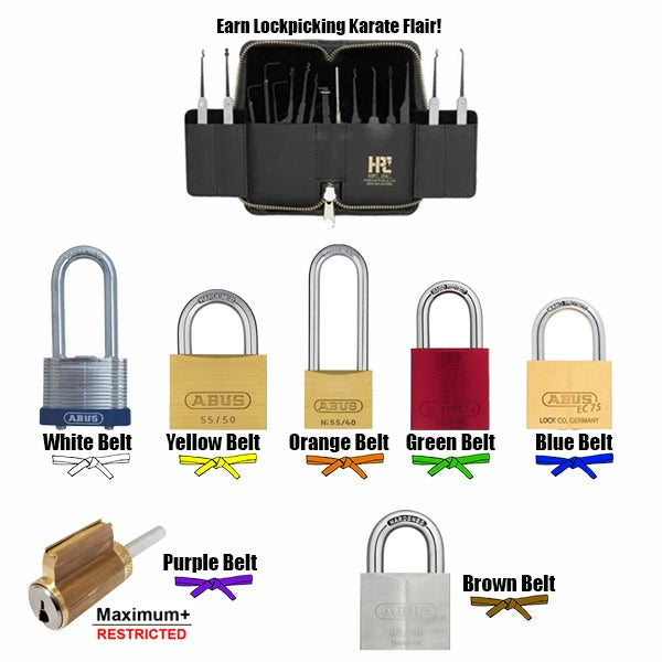 Reddit r/lockpicking Belt Ranking Lock Bundle, Beginner through Intermediate