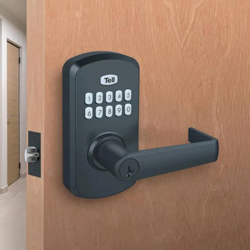 TELL - LE2000 Cortland Lever - Electronic Key Pad - Smart Key Security - SC1 - US19 Black Finish