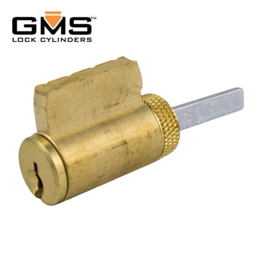 GMS - K001 - KIK Cylinder - 5-Pin Drilled 6 - Schlage C-K - Zero Bitted - Satin Brass Finish
