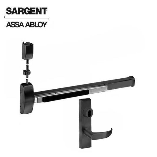 Sargent - 8713F - Surface Vertical Exit Rod - Top Latching - Less Cylinder - Entrance - 36" x 84" - Black Suede - Fired Rated - Grade 1