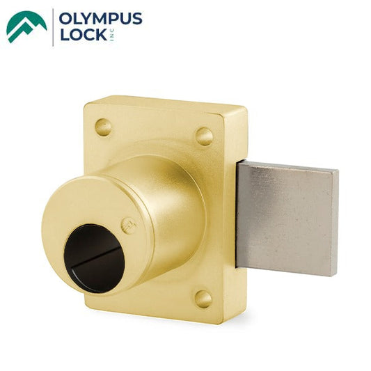 Olympus - 700LC - Cabinet Door Deadbolt Lock - Less Cylinder - Schlage Cylinder Compatible - Optional Cylinder Length - Polished Brass - Grade 1