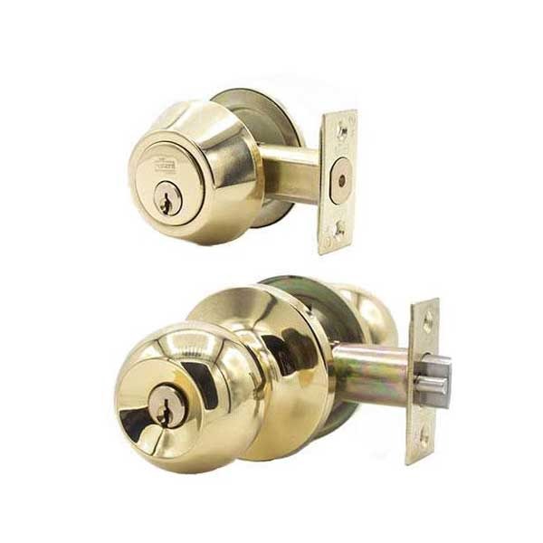 Premium Combo Lockset - Polished Brass - Entrance - Retail Packaging - KW1/SC1 - Grade 3