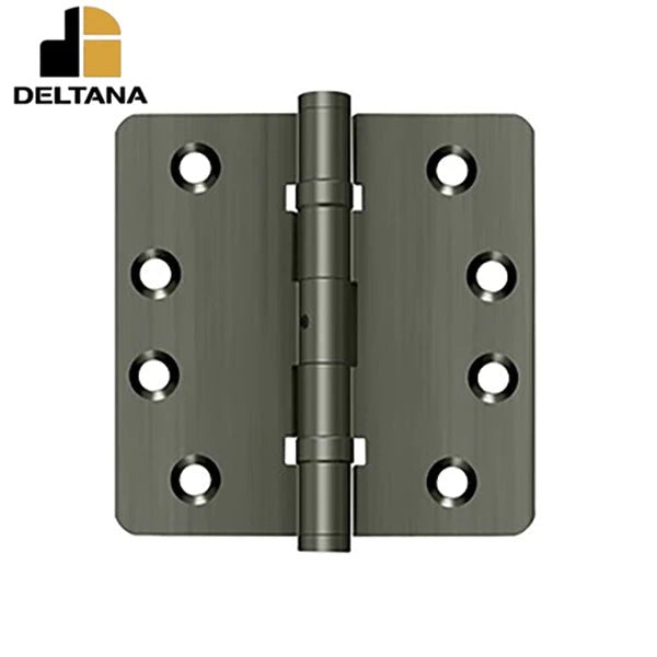Deltana - 4" x 4" x 1/4" Radius Hinge - Ball Bearing - NRP - Solid Brass - 0.129 Thickness - Optional Finish