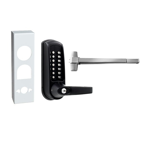 CodeLocks - CL600 Gate Box Kit - Mechanical Lock - Heavy Duty - Panic Access Kit Exit Trim with Panic rim Device - Optional Rim Size - Optional Finish - Grade 2